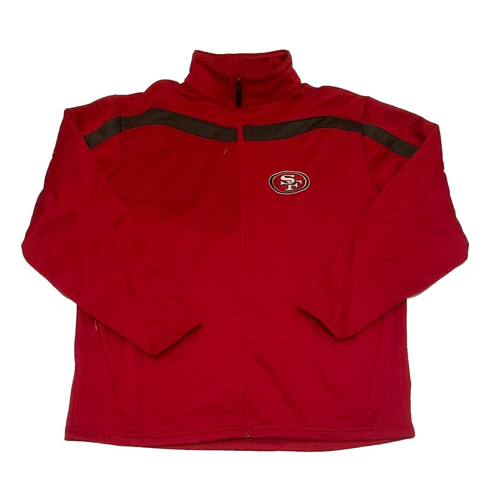 San Francisco 49ers Mens Jacket XL Red Antigua Full Zip NFL Football Zip Pockets